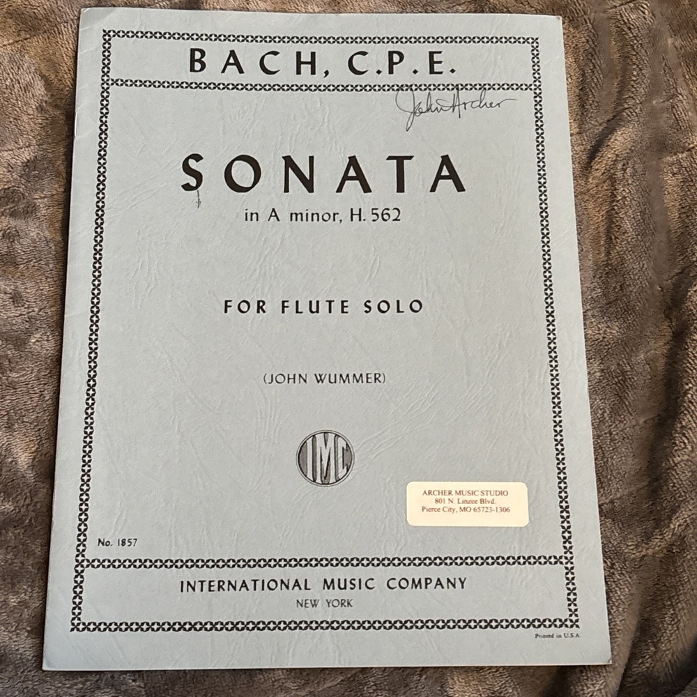 INT1857 - Bach Sonata in A minor, H. 562 For Flute Solo